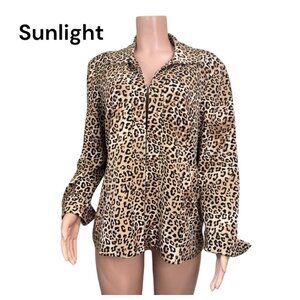 Chicos Women Leopard Print Blazer Jacket Size 2 US 12/14 Hook/eye Closure